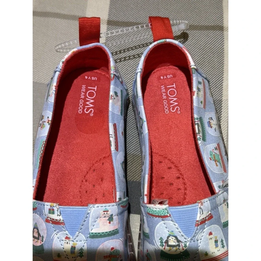 TOMS Alpargata‎ Holiday Slip On Flat Girls Pink Flats Casual - Picture 2 of 8